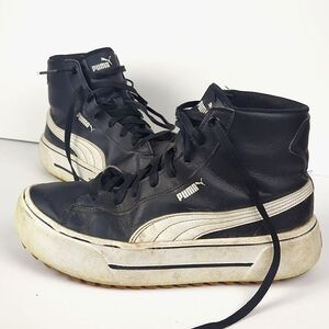 PUMA Women's Black White Platform High Top Sneakers